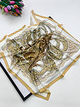 Шовкова хустка Вежа 90*90 см пісочна