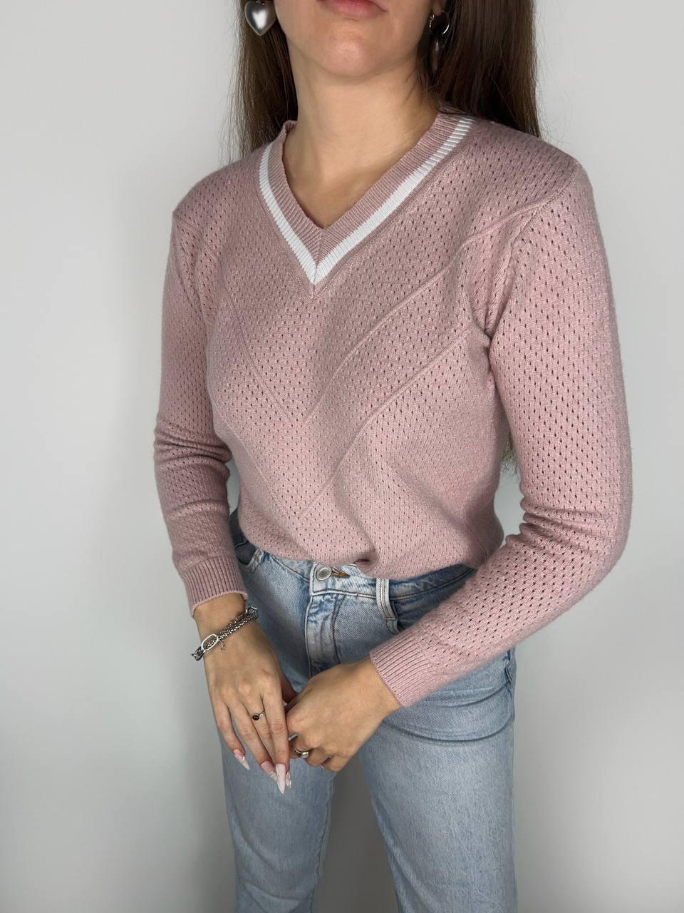 Жіноча кофта в'язана з мисом і перфорацією (р. S-M) 10sv3425, фото 1