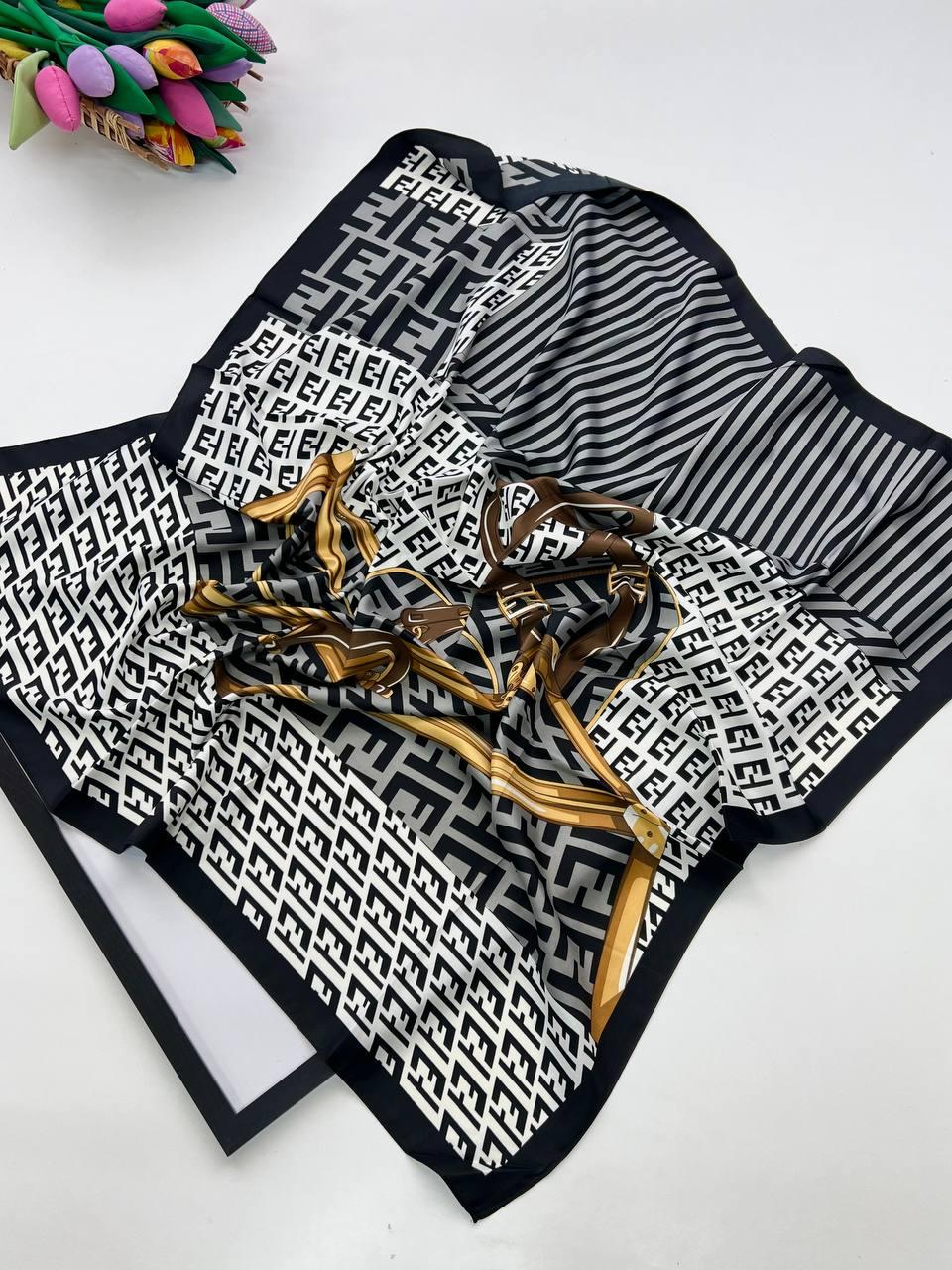 Шовкова хустка baggage 90*90 см чорно-білий