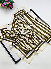 Шовкова хустка смужки 90*90 см бежева