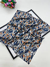 Шовкова хустка маки 90*90 см синя