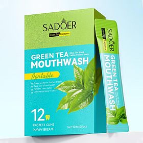 Освежающий ополаскиватель Sadoer для полости рта с ароматом зеленого чая, 20*10 мл.