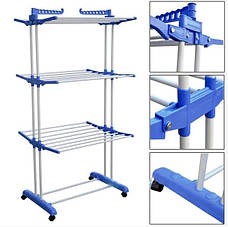 Багатоярусна сушарка для білизни, речей, одягу Garment rack with wheels на колесах, складна, фото 6