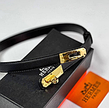 Жіночий шкіряний ремінь Hermes Гермес (280-1) чорний, фото 3