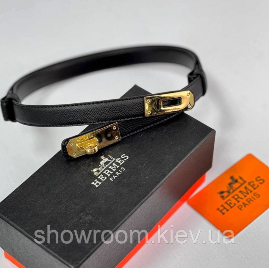 Жіночий шкіряний ремінь Hermes Гермес (280-1) чорний