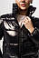 Куртка жіноча коротка весняна осіння до 0°C пуховик Bubble чорний лаке, фото 7
