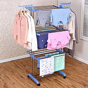 Багатоярусна сушарка для білизни, речей, одягу Garment rack with wheels на колесах, складна