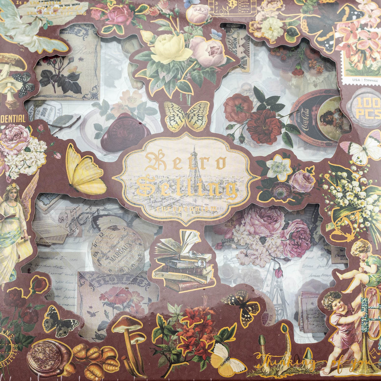 Набір ретро наклейок 100 листів NKL085, фото 1