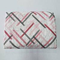 Простирадло фланель 200×220 см біле з рожево-сірим геометричним візерунком