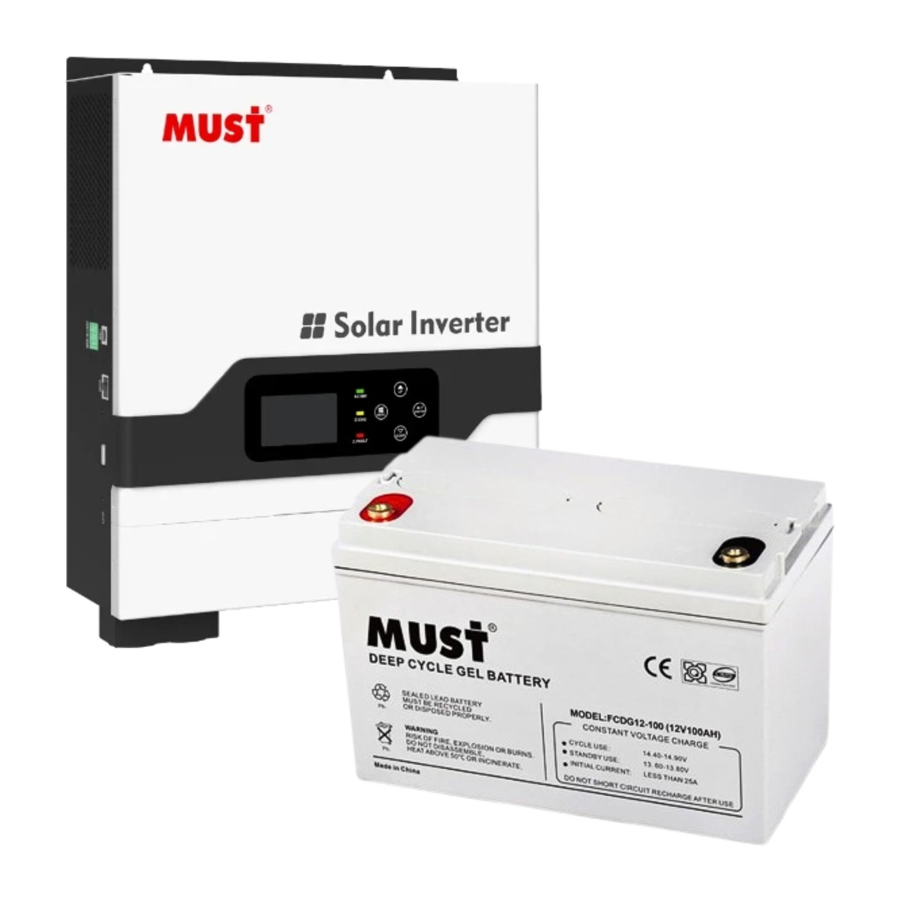 Комплект резервного живлення з інвертором Must PV18-1012 VPM 1 кВт та акумулятором Must FCDG12-100 Deep cycle, фото 1