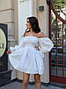 Біла гарна ажурна приталена сукня з прошви на довгий рукав з пишною спідницею на підкладці, фото 4