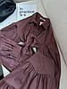 Коричневий базовий стильний жіночий костюм-двійка з котону: Блуза та пишна Спідниця з воланами, фото 5
