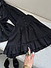 Чорний базовий стильний жіночий костюм-двійка з котону: Блуза та пишна Спідниця з воланами, фото 5