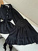Чорний базовий стильний жіночий костюм-двійка з котону: Блуза та пишна Спідниця з воланами, фото 7