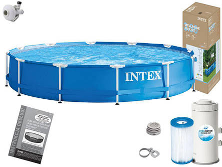 Басейн каркасний Intex 28212 розмір 366x76см, об'єм 6503л (картриджний фільтр-насос), фото 1
