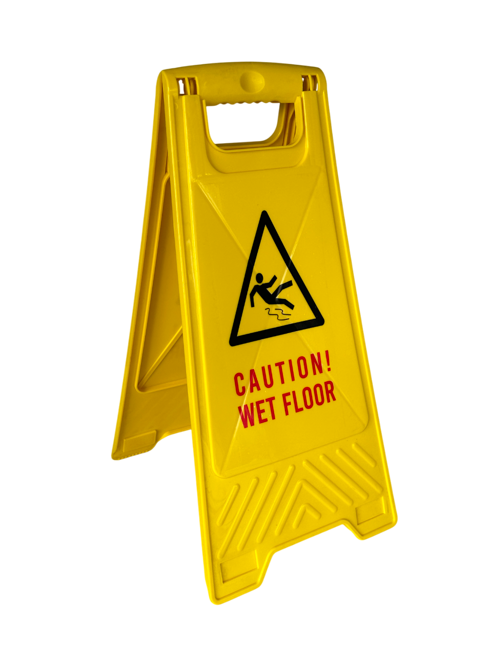 Підлогова табличка "Caution Wet Floor", пластикова табличка жовтого кольору з написом "Caution Wet Floor"
