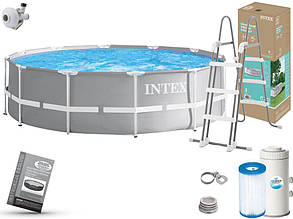 Басейн каркасний Intex 26716 розмір 366x99см, об'єм 8592л (картриджний фільтр-насос, драбина)