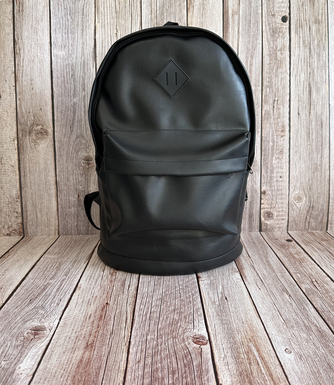 Міський шкіряний рюкзак чорний портфель молодіжний для ноутбуку шкіра