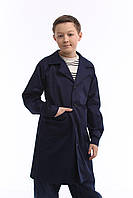 Халат робочий для хлопчика, Захисний одяг для уроків праці синій на зріст 152-158 см