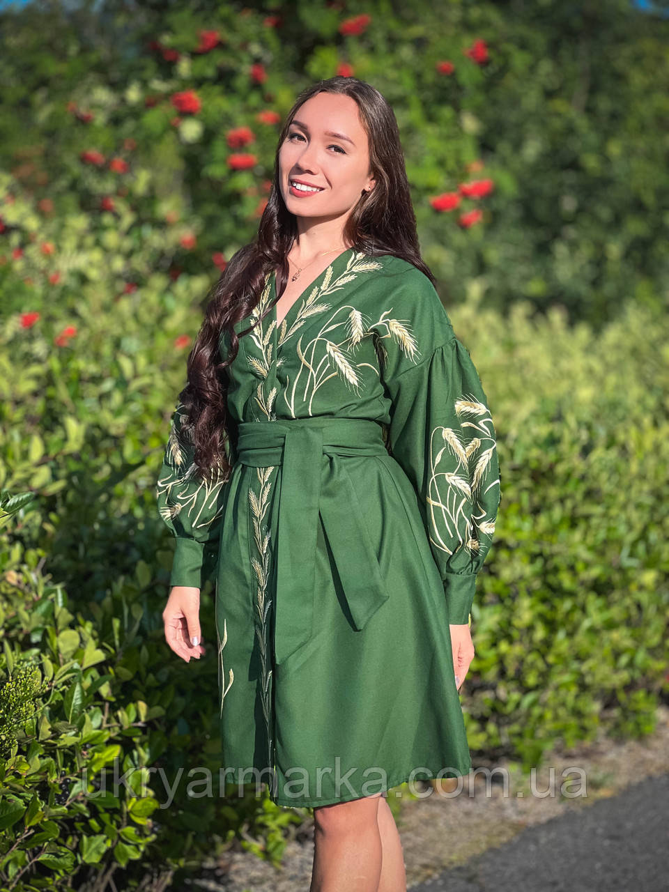 Модна вишита сукня "Каліфорнія" хаки