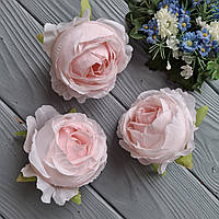 Троянди з тканини (головка без листя) ніжно рожеві — 8 см