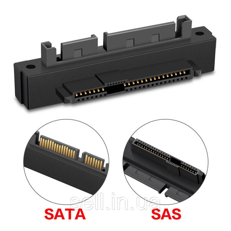 Адаптер SFF-8482 (SAS) — SATA 22-pin • Кутовий • Для серверних материнських плат, фото 1