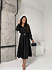 Графітний жіночий базовий стильний костюм-двійка з якісного шовку: сорочка на гудзиках та спідниця-міді, фото 4