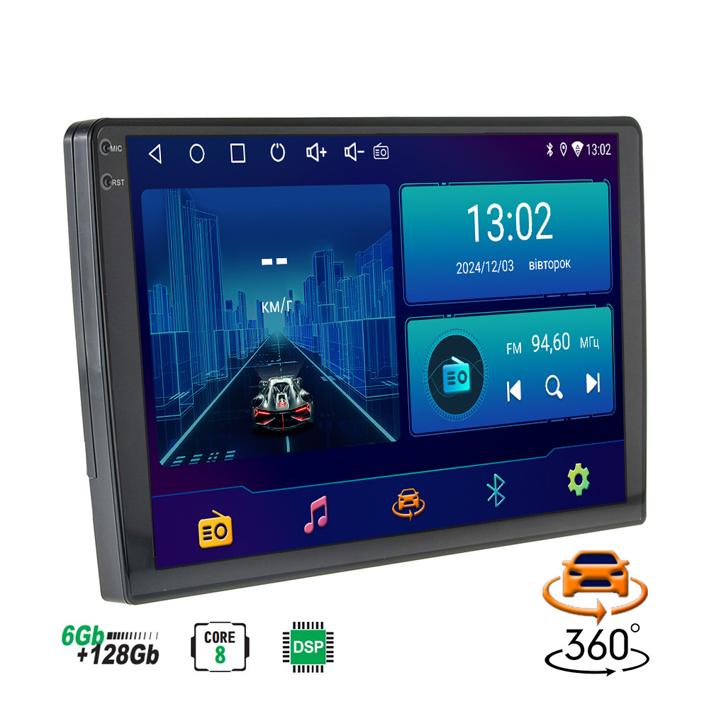 Автомагнітола Decker D10-002,2K 6+128Gb, 360, QLED, DSP, CARPLAY, Nissan Qashqai -X-trail