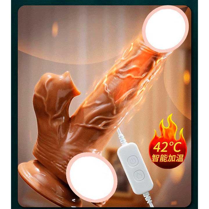 Реалістичний вібратор з вакуумом і підігрівом (працює від USB кабелю), фото 1