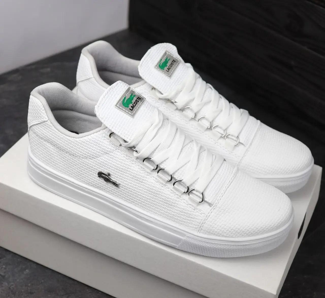 Кросівки чоловічі Lacoste білі шкіряні Кеди Лакост весняні літні, фото 1