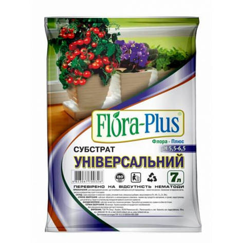 Субстрат універсальний Flora Plus, 7 л, фото 1