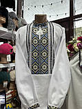 Вишиванка чоловіча ручної роботи вишита біла домоткане полотно довгий рукав розмір 54, фото 2