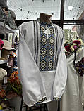 Вишиванка чоловіча ручної роботи вишита біла домоткане полотно довгий рукав розмір 54, фото 3