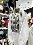Вишиванка чоловіча ручної роботи вишита біла домоткане полотно довгий рукав розмір 54, фото 4