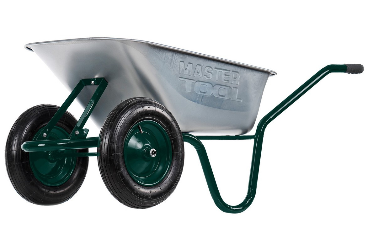 Тачка садово-будівельна двоколісна MASTERTOOL 85 л 200 кг D-12 пневматичне колесо з камерою PN 3.5х8 Ø, фото 1