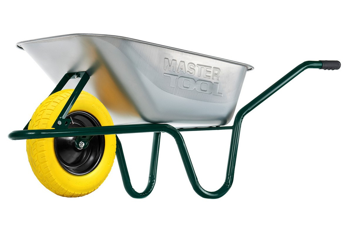 Тачка садово-будівельна MASTERTOOL D-1 одноколісна 85 л/160 кг колесо поліуретанове PU 4.0х8 Ø 40 см, фото 1