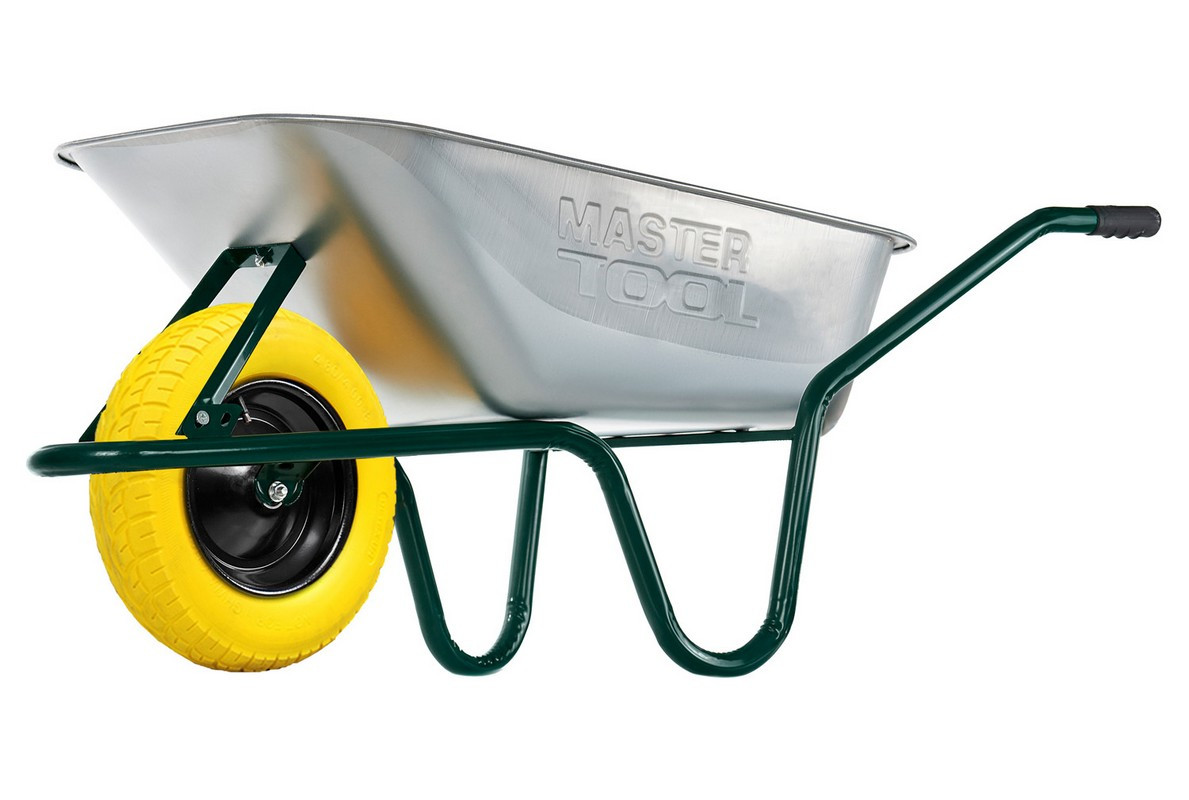 Тачка садово-будівельна MASTERTOOL REINFORCED D-1 одноколісна 100 л/160 кг колесо поліуретанове PU 4.0х8 Ø, фото 1