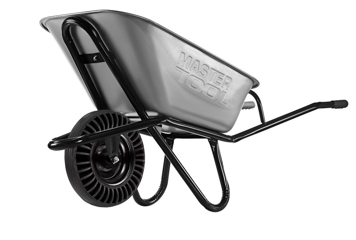 Тачка садово-будівельна MASTERTOOL D-3 одноколісна 100 л/200 кг колесо суцільнолите гумове ТSR408-MB Ø 40, фото 1