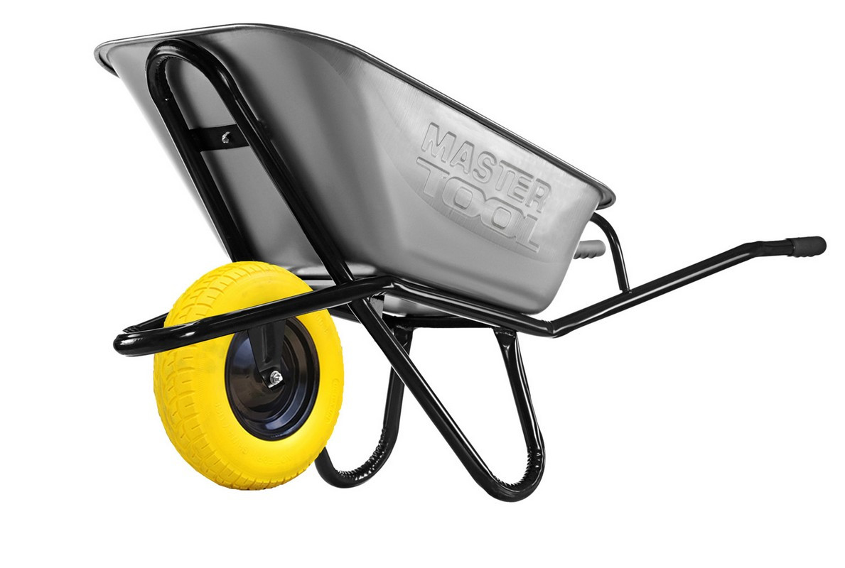 Тачка садово-будівельна MASTERTOOL D-3 одноколісна 100 л/200 кг колесо поліуретанове PU 4.0х8 Ø 40 см, фото 1