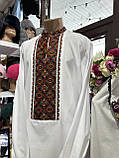 Вишиванка чоловіча ручної роботи вишита біла домоткане полотно довгий рукав розмір 56, фото 4