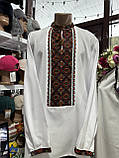 Вишиванка чоловіча ручної роботи вишита біла домоткане полотно довгий рукав розмір 56, фото 2