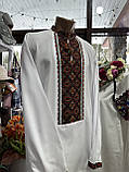 Вишиванка чоловіча ручної роботи вишита біла домоткане полотно довгий рукав розмір 56, фото 3