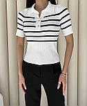 Футболка поло в смужку рубчик в'язана, фото 2
