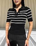 Футболка поло в смужку рубчик в'язана, фото 7