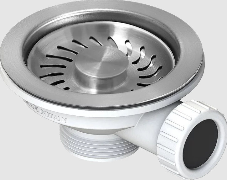 Євро вентиль LB.Plast Fasolo D509-46-RFSS для кухонної мийки без переливу, з переливом (inox) в наявності, фото 1