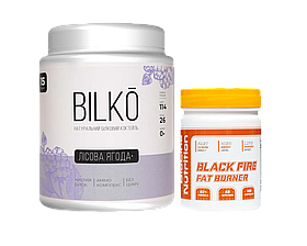 Протеїн Bilko 450 г (15 порцій) смак Лісова ягода + Жироспалювач Black Fire