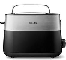 Philips Тостер Daily Collection, 830Вт, пластик+ метал, чорний+нерж