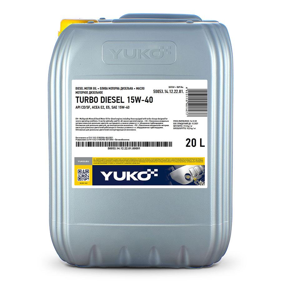Масло YUKO TURBO DIESEL 15W-40 кан 20л. CD/SF