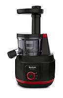 Tefal Соковитискач Juiceo шнековий 150Вт, чаша-0.8л, жмих-0.8л, насадка для цитрусових, пластик, червоно-чорний