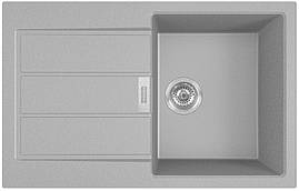 Franke Мийка кухонна Sirius, тектонайт, прямокутник, з крилом, 780х500х200мм, чаша - 1, накладна, 2 S2D 611-78, сірий